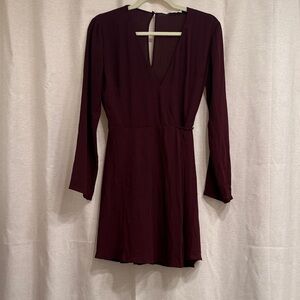 Lush Elegant Long Sleeve Wine Dress